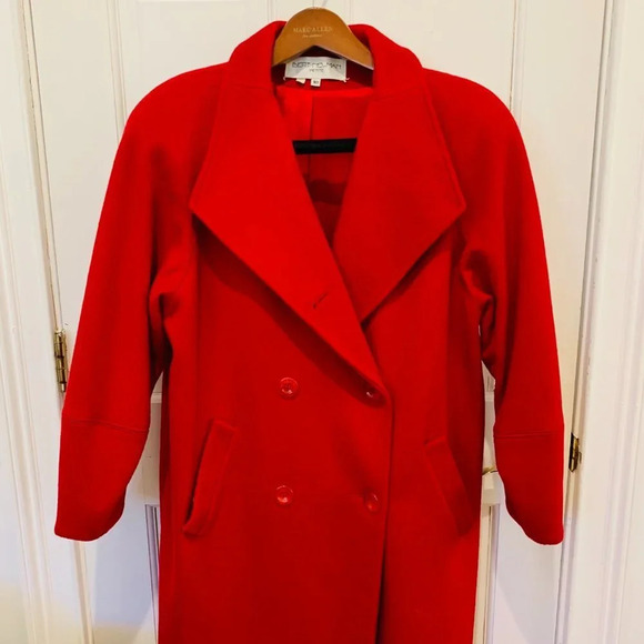 Vintage Bert Newman Petite Wool Blend Full Length Jacket Coat Red Size 10 - Picture 2 of 16